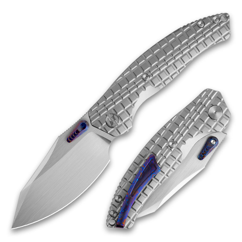 T052-Folding Knife 3.54'' Bohler M390 Blade + Titanium Handle - Crossbar Lock - Thumb Stud