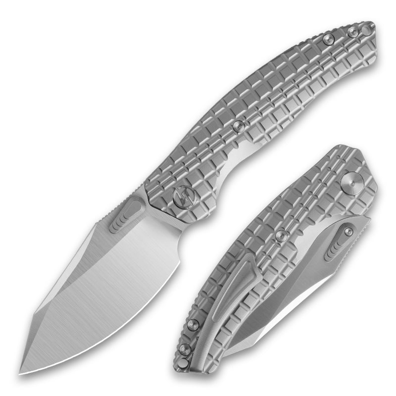 T052-Folding Knife 3.54'' Bohler M390 Blade + Titanium Handle - Crossbar Lock - Thumb Stud