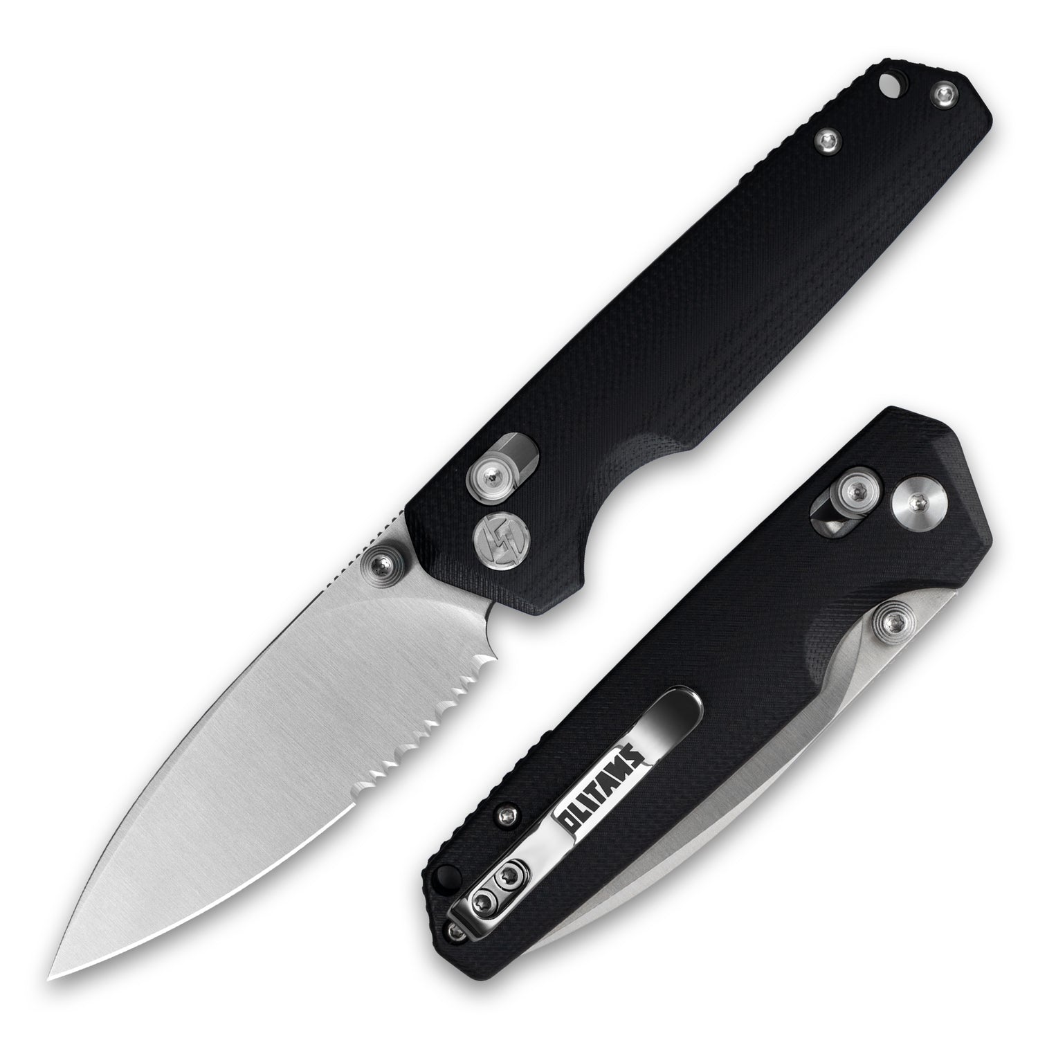Youth Bird G053 Serrated Pocket Knife 3'' 14C28N Blade+G10 Handle- Crossbar Lock-Thumb stud