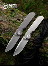 OLITANS T055 CPM Magnacut Folding Knife – 3.27" Blade, Full Titanium Handle, Thumb Stud, Washer Pivot System