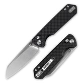 King Penguin G062 Folding Knife (3.35''+14C28N+Carbon fiber surface G10 Handle)-Crossbar Lock-Thumb Stud-Olitans