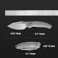 T052-Folding Knife 3.54'' Bohler M390 Blade + Titanium Handle - Crossbar Lock - Thumb Stud