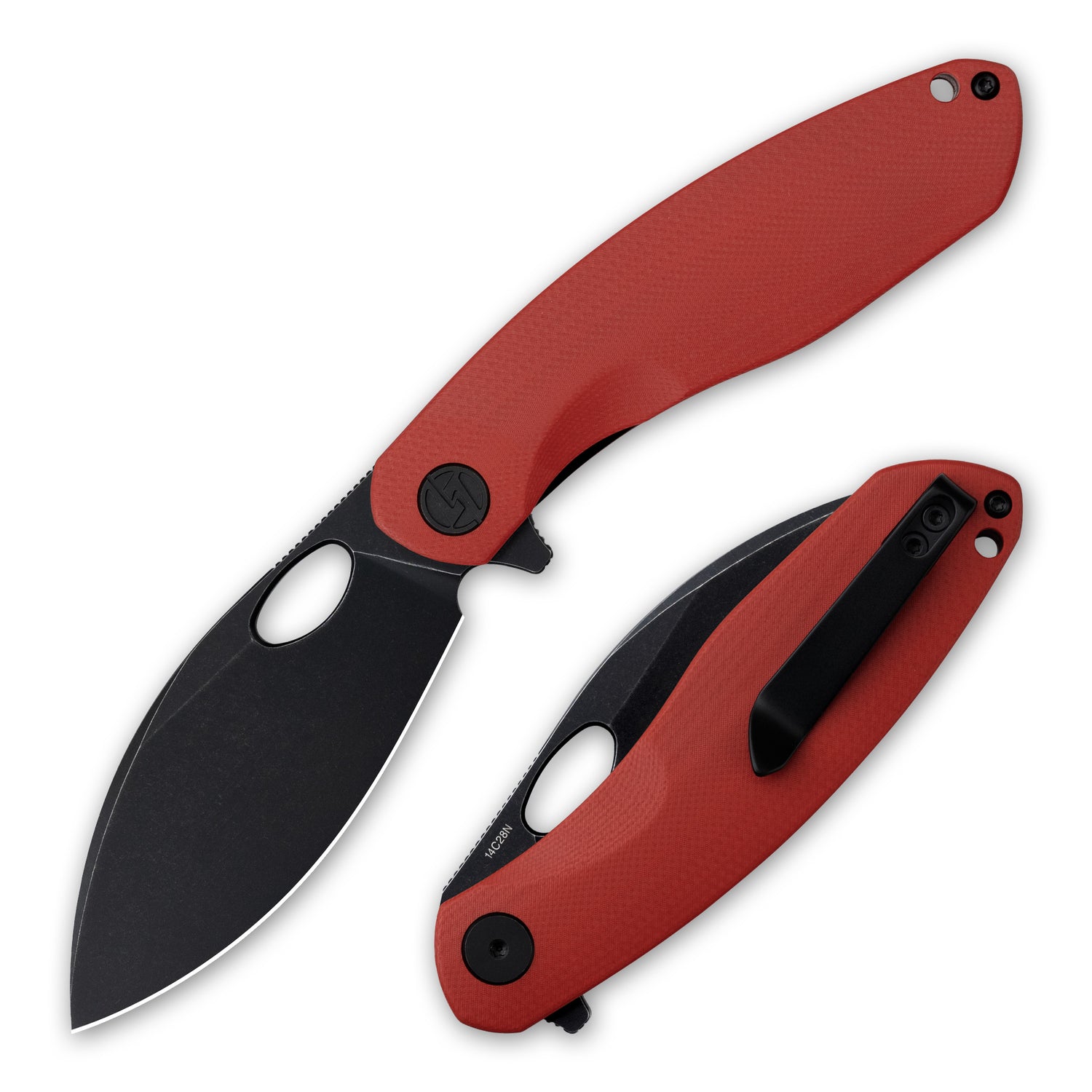 Red and black G064 pocket knife – closed