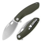 G064 knife in Army Green with satin blade β front closed