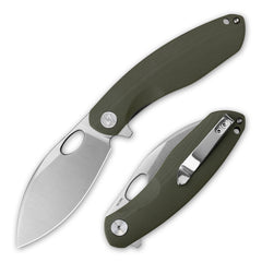 G064 knife in Army Green with satin blade – front closed