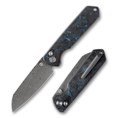Imperial Penguin M060(3.35''+Damascus+Carbon fibre)-Axis lock-thumb stud