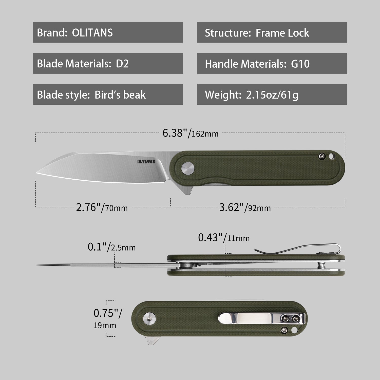 Rocket Wharncliffe Flipper Knife (2.76