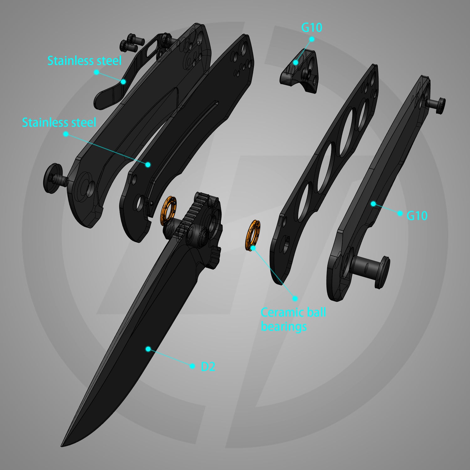 G061 Folding Knife 2.91'' D2 BLADE+G10 HANDLE- Liner LOCK-THUMB STUD
