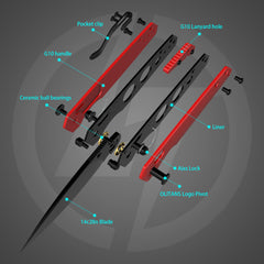 Youth Bird Pocket Knife(3''+14C28N+G10)-Crossbar Lock-Thumb stud-G053