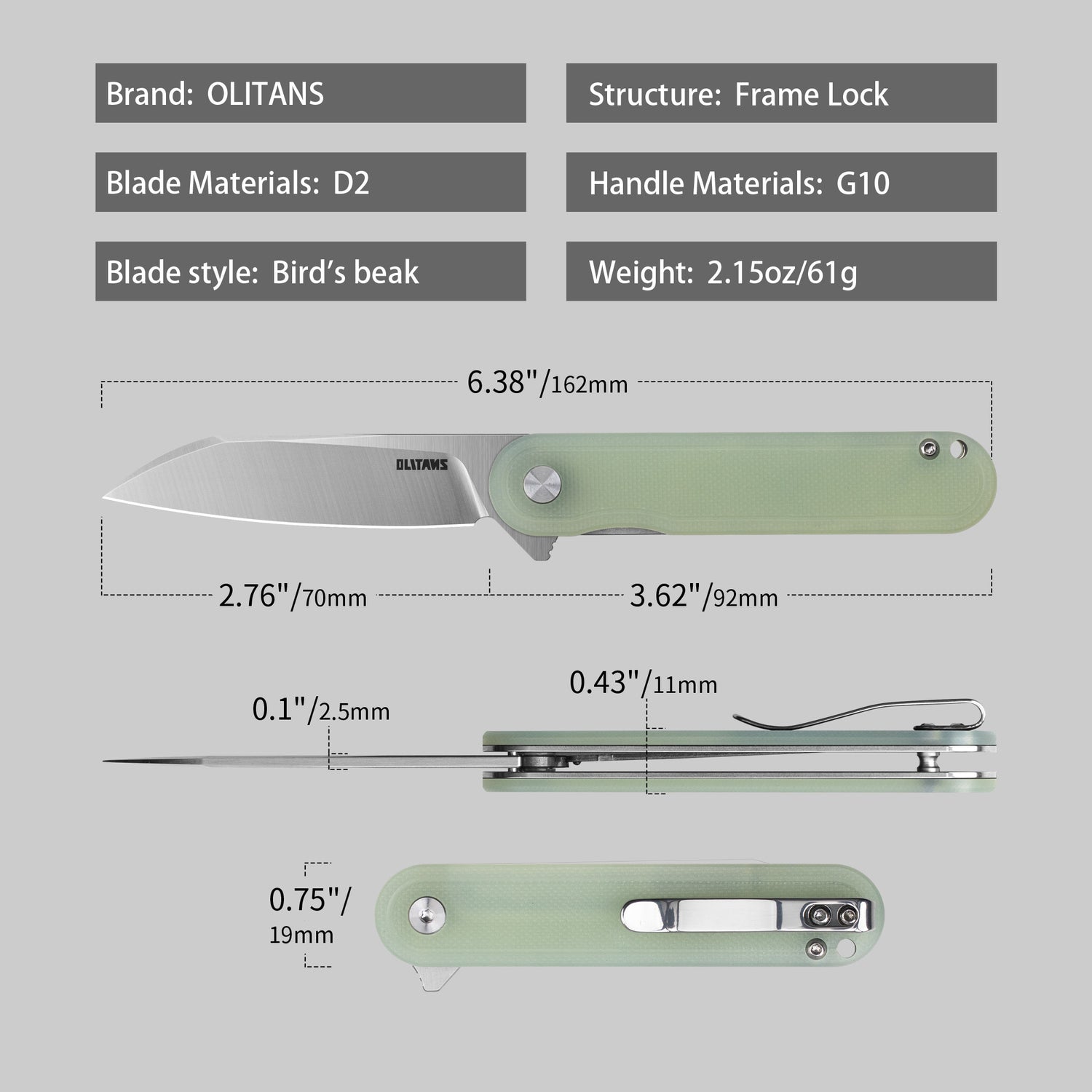 Rocket Wharncliffe Flipper Knife (2.76