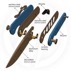 Lemon Shark G071(3.27"+10Cr15Mov+Micarta Handle+Ti-coated)-Liner Lock-Front Flipper-Olitans