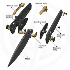 Ti-Aero T075 Folding Knife –(3.23"+Bohler M390 +Titanium)- OLITANS