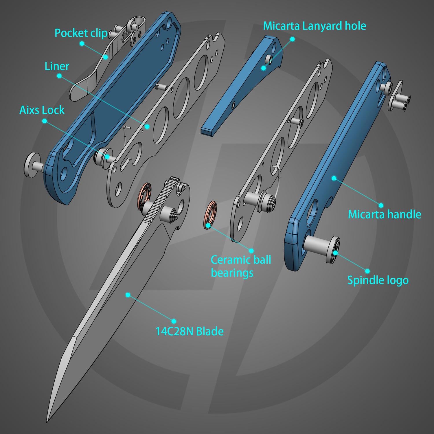 King Penguin Folding Knife (3.35''+14C28N Blade+Micarta Handle)-Crossbar Lock-Thumb Stud-G062