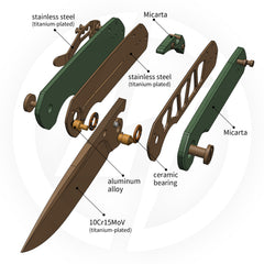 Lemon Shark G071(3.27"+10C15N+Micarta Handle+Ti-coated)-Liner Lock-Front Flipper-Olitans