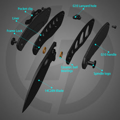 Angled image – G064 black on black folding knife