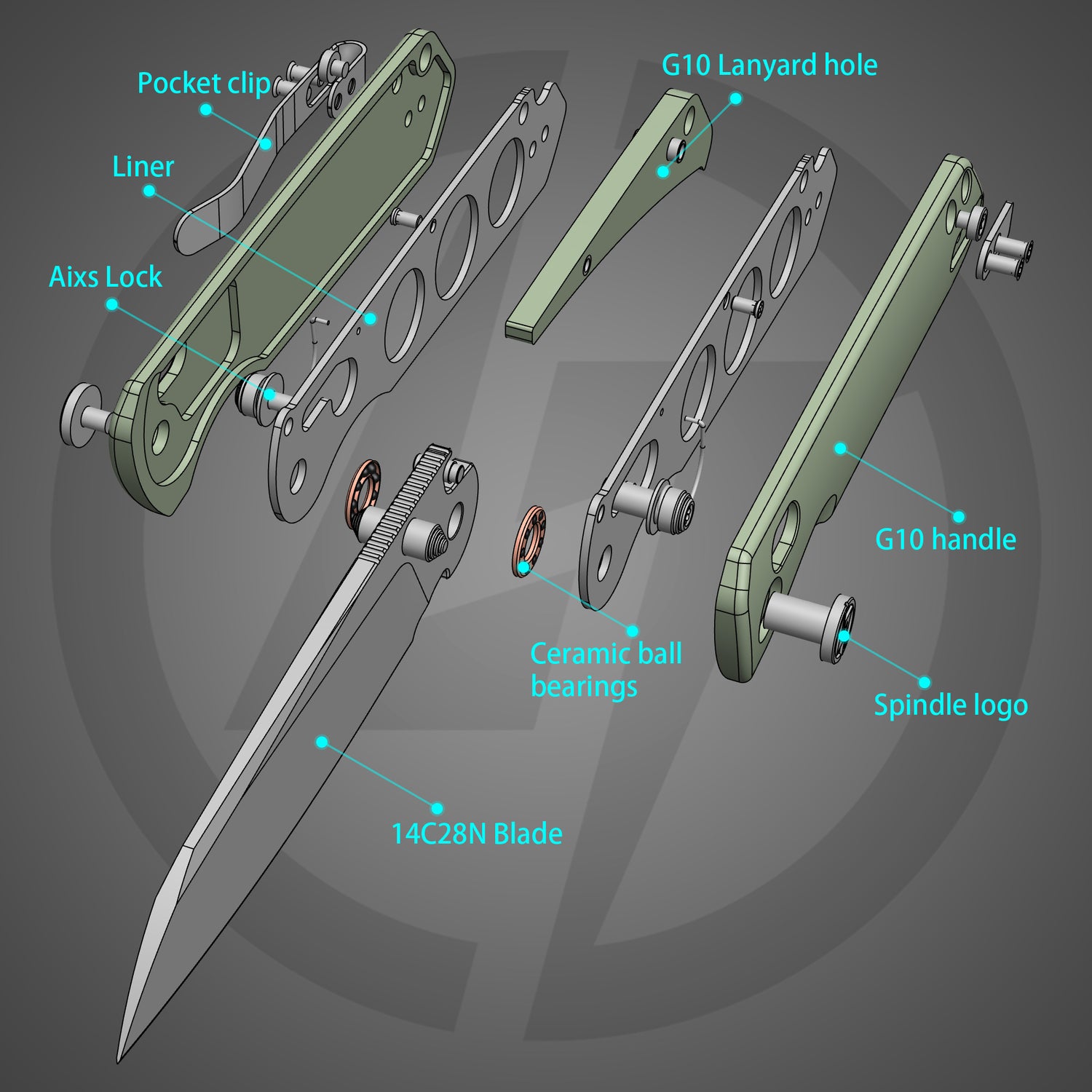 King Penguin Folding Knife (3.35''+14C28N Blade+G10 Handle)-Crossbar Lock-Thumb Stud-G062