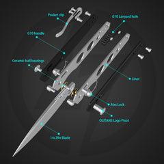 Youth Bird Pocket Knife(3''+14C28N+G10)-Crossbar Lock-Thumb stud-G053