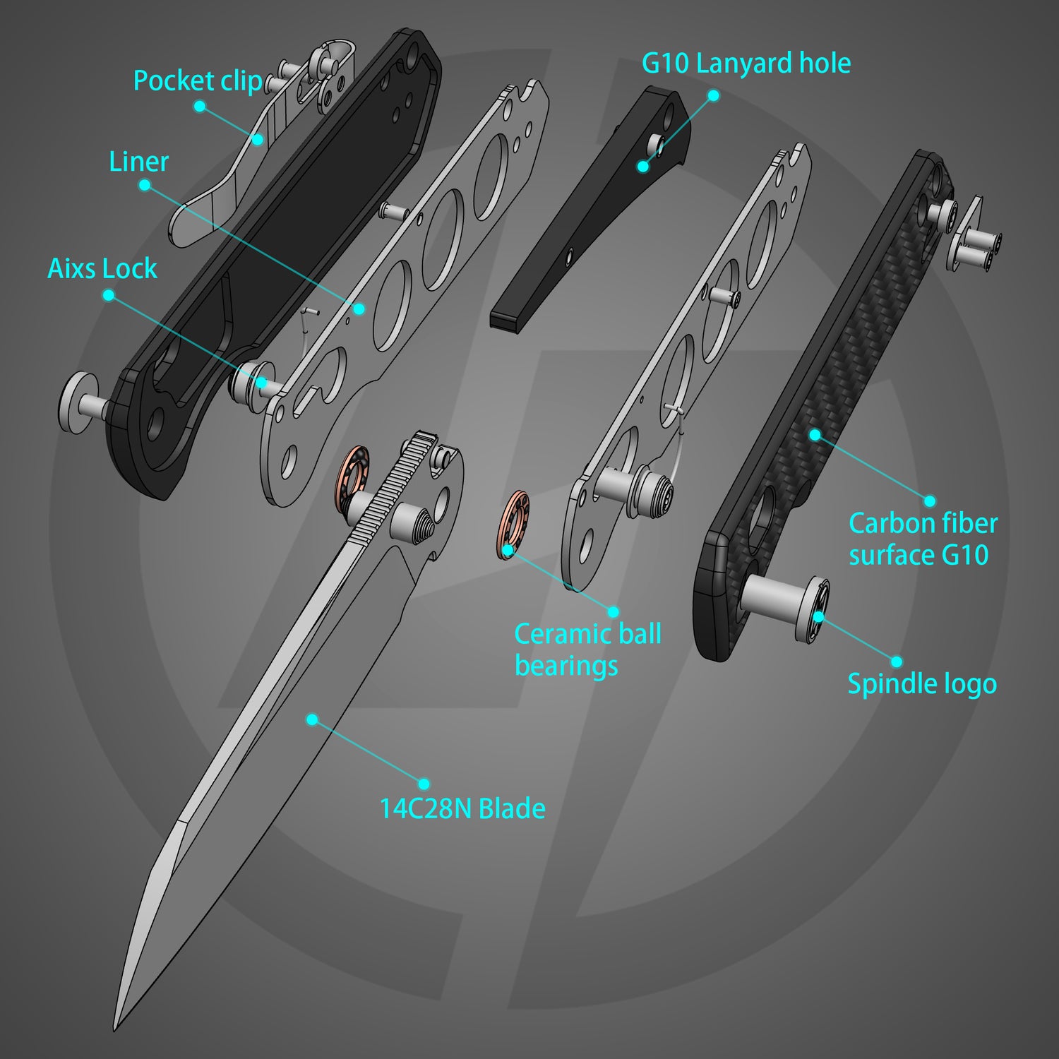 King Penguin Folding Knife (3.35''+14C28N Blade+Carbon fiber surface G10 Handle)-Crossbar Lock-Thumb Stud-G062