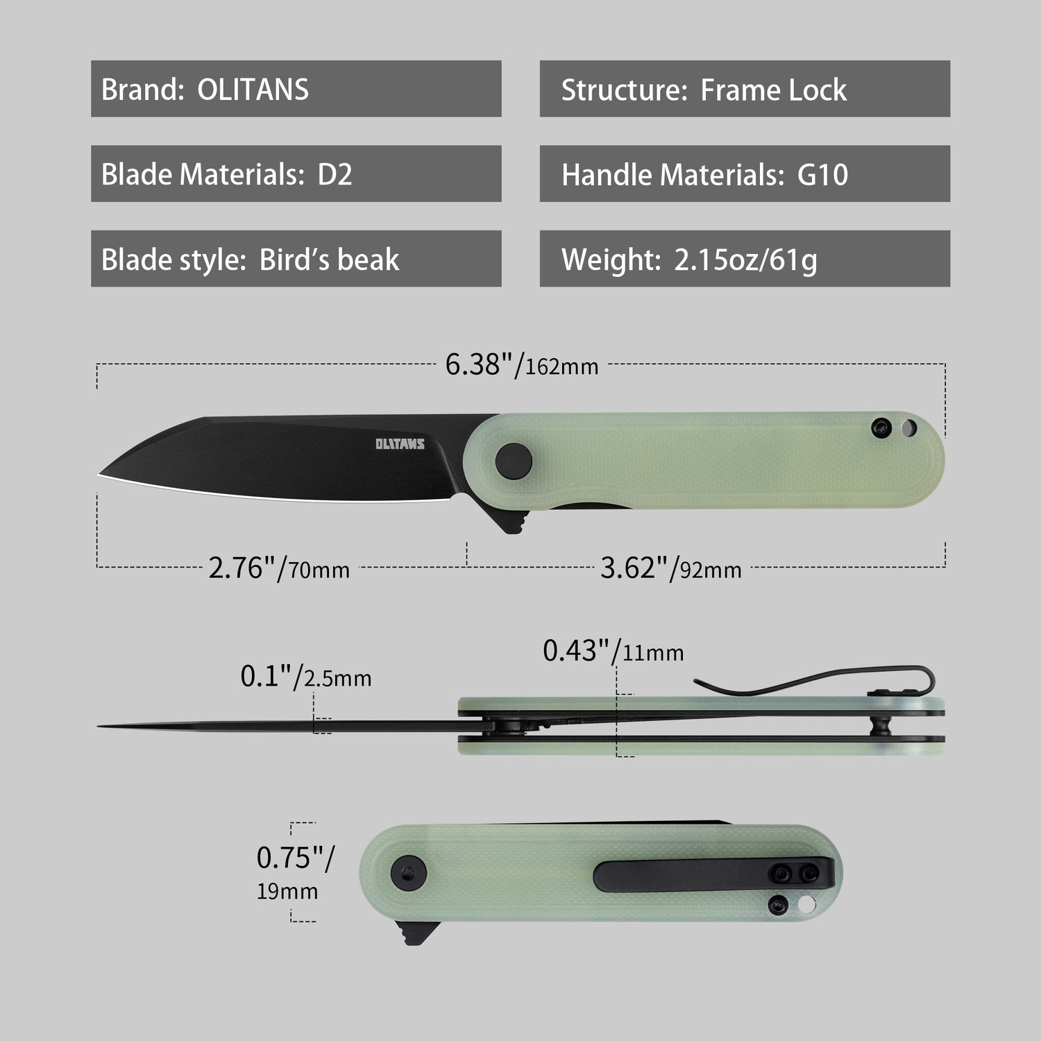 Rocket Wharncliffe Flipper Knife (2.76