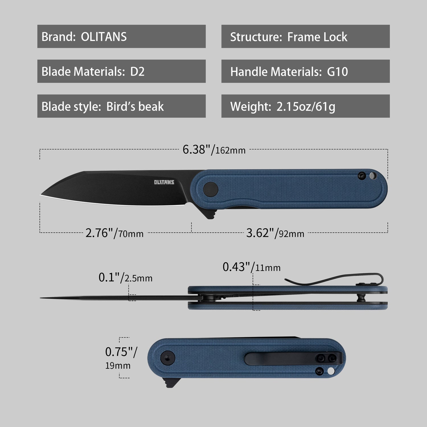 Rocket Wharncliffe Flipper Knife (2.76