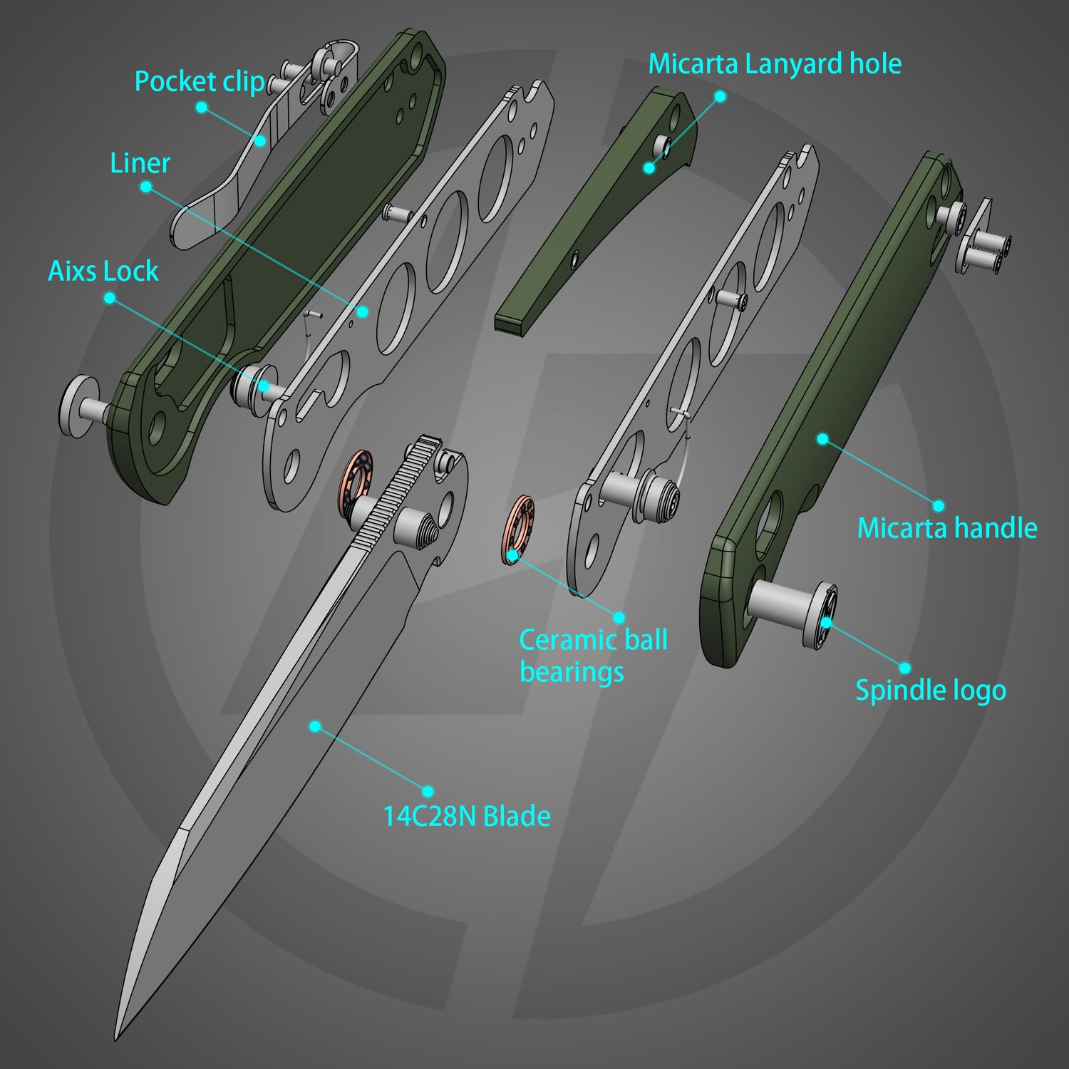 King Penguin Folding Knife (3.35''+14C28N Blade+Micarta Handle)-Crossbar Lock-Thumb Stud-G062