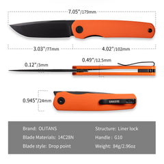 Stealth G047(3.07'' +14C28N +G10)Liner Lock-Front Flipper