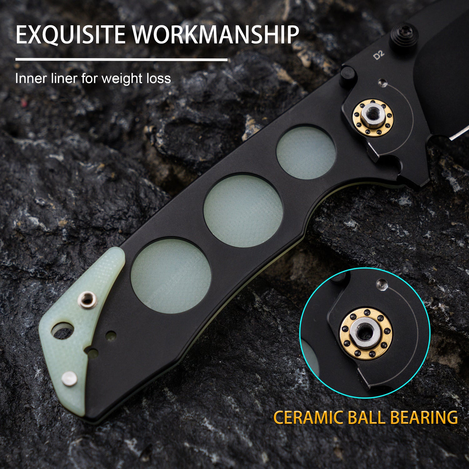 G061 Folding Knife 2.91'' D2 BLADE+G10 HANDLE- Liner LOCK-THUMB STUD