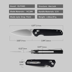 Youth Bird Pocket Knife(3''+14C28N+G10)-Crossbar Lock-Thumb stud-G053