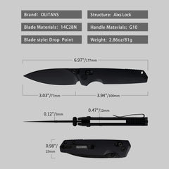Youth Bird Pocket Knife(3''+14C28N+G10)-Crossbar Lock-Thumb stud-G053