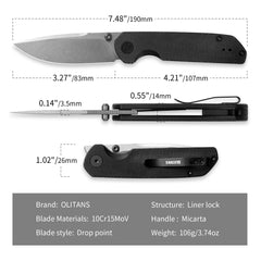 Lemon Shark G071(3.27"+10Cr15Mov+Black Micarta)-Liner Lock