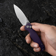 Youth Bird Serrated Pocket Knife (3''+14C28N+G10)-Crossbar Lock-Thumb stud-G053