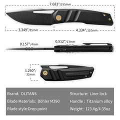 Sworf T077(3.4"+Bohler M390 +Titanium)Liner Lock