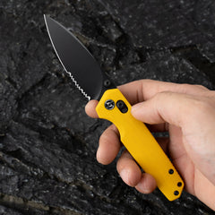 Youth Bird Serrated Pocket Knife (3''+14C28N+G10)-Crossbar Lock-Thumb stud-G053