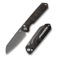 Imperial Penguin M060(3.35''+Damascus+Carbon fibre)-Axis lock-thumb stud