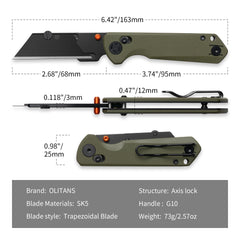 Adélie Penguins G076 Utility Knife (2.68"+SK5 Blade+G10)Blade x10