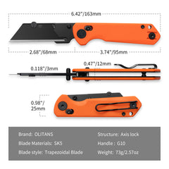 Adélie Penguins G076 Utility Knife (2.68"+SK5 Blade+G10)Blade x10