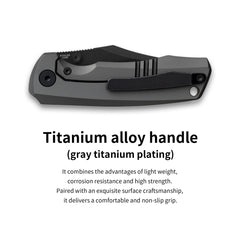 Ti-Bomber T068 Folding Knife –(2.95"+Bohler M390 +Titanium)-OLITANS