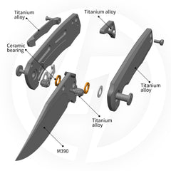 Ti-Bomber 2.0 T068 - Clip Point(2.95"+Bohler M390 +Titanium)