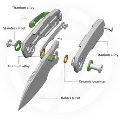 Mini Ti-Mastiff T074( 2.36'' + Bohler M390 + Step milled+Titanium )Folding Knife