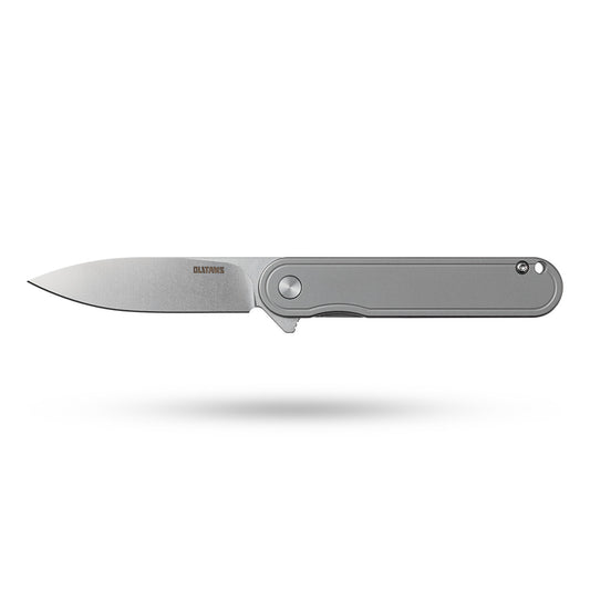 Open OLITANS T025 Rocket with stonewashed D2 blade and titanium handle