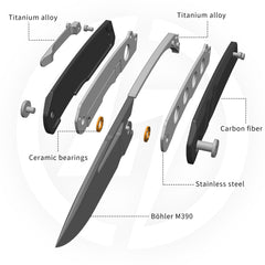 Sworf T077(3.4"+Bohler M390 +Titanium)Liner Lock