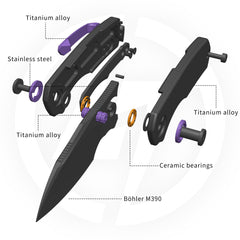 Mini Ti-Mastiff T074( 2.36'' + Bohler M390 + Step milled+Titanium )Folding Knife