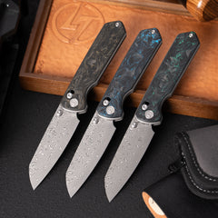 Imperial Penguin M060(3.35''+Damascus+Carbon fibre)-Axis lock-thumb stud