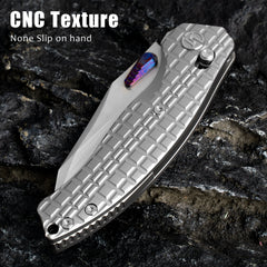 T052 Mastiff Folding Knife 3.54'' Bohler M390 Blade + Titanium Handle - Crossbar Lock - Thumb Stud