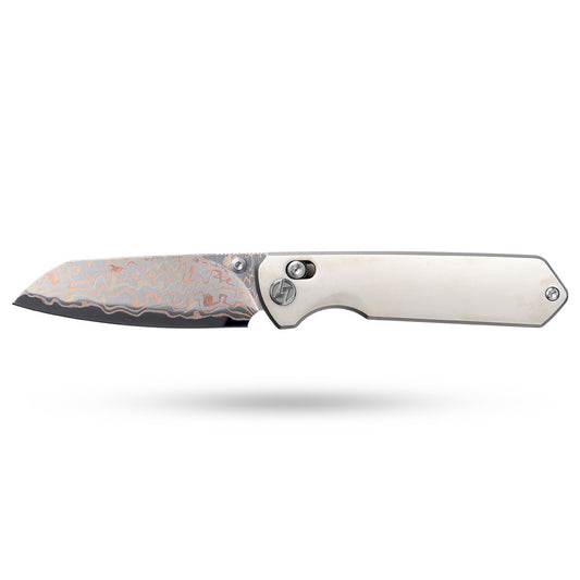 Imperial Penguin M060(3.35''+Damascus Steel & Copper+Cow bone)-Axis lock-thumb stud