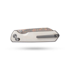 Imperial Penguin M060(3.35''+Damascus Steel & Copper+Cow bone)-Axis lock-thumb stud