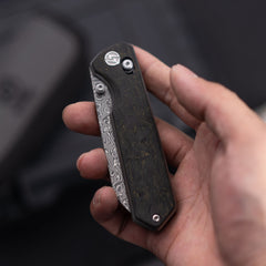 Imperial Penguin M060(3.35''+Damascus+Carbon fibre)-Axis lock-thumb stud
