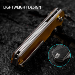 Imperial Penguin M060(3.35''+Damascus Steel & Copper+Crystallized Titanium)-Axis lock-thumb stud