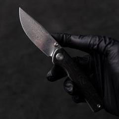 Gecko M070-DS Folding Knife(3.07''+Damascus+Carbon fibre)-Liner Lock-thumb stud-OLITANS