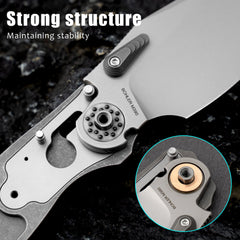 T052 Mastiff Folding Knife 3.54'' Bohler M390 Blade + Titanium Handle - Crossbar Lock - Thumb Stud